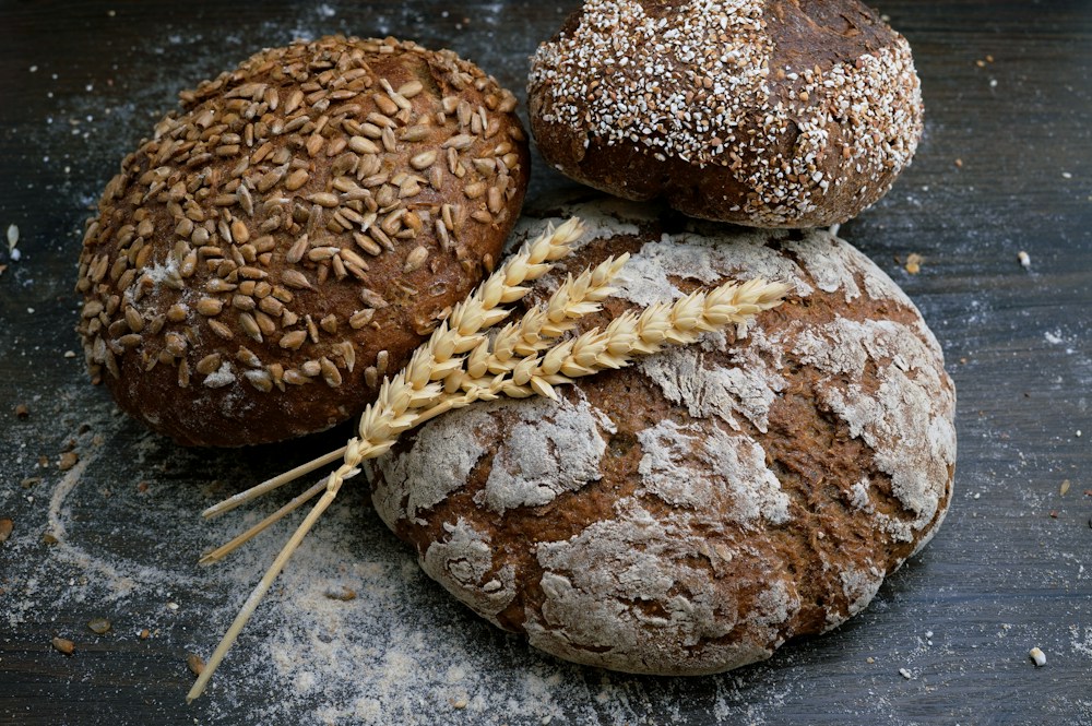Rustic bread loaves with a golden crust